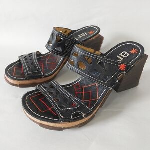 The Art Company Heeled Sandals Size 37 EU Colorful Leather Natural Rubber Soles